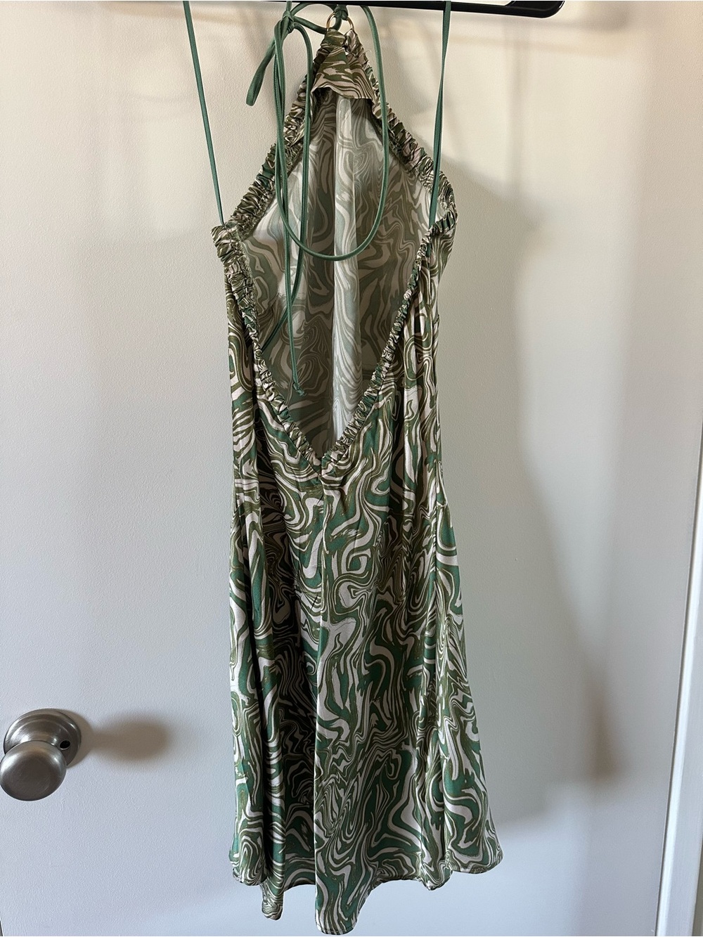 Bec & Bridge Green and Cream Marble Halter Mini Dress - Picture 3 of 10